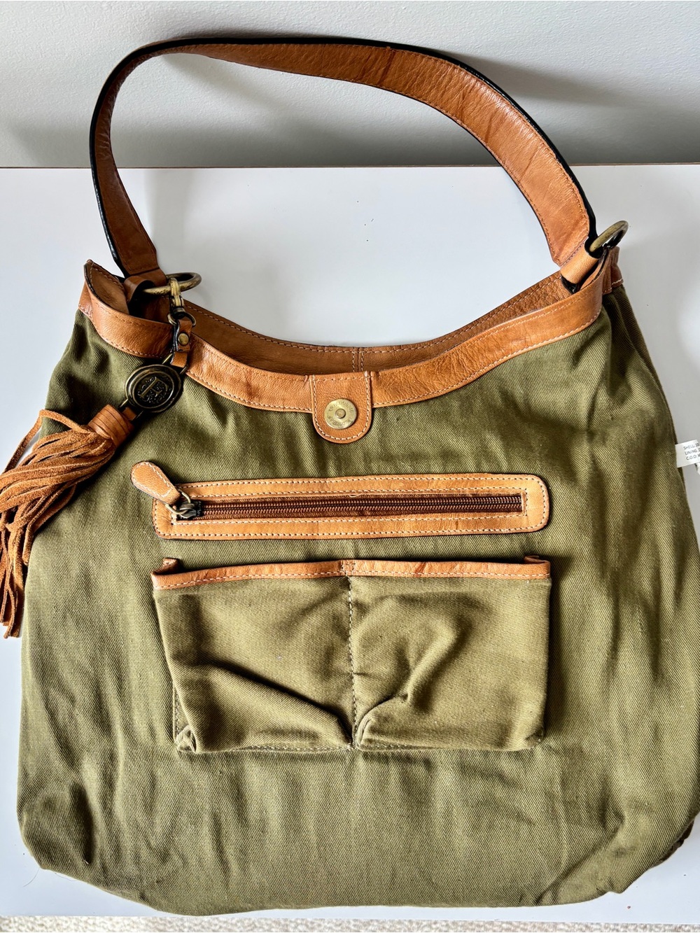 Firenze Bella Light Brown Floral-Embossed Leather Vintage-Inspired Hobo Bag - Picture 10 of 16